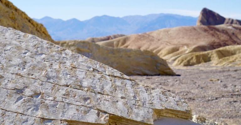 Ripple marks on sedimentary strata in the desert
