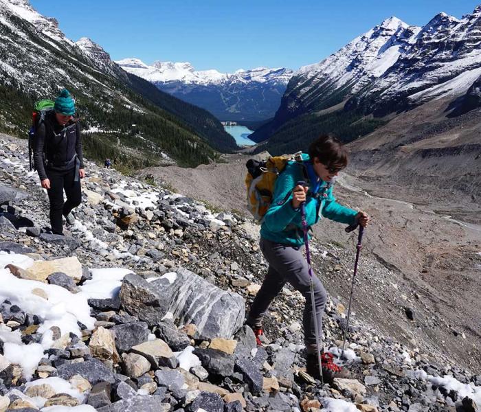 2 people mountain climbing