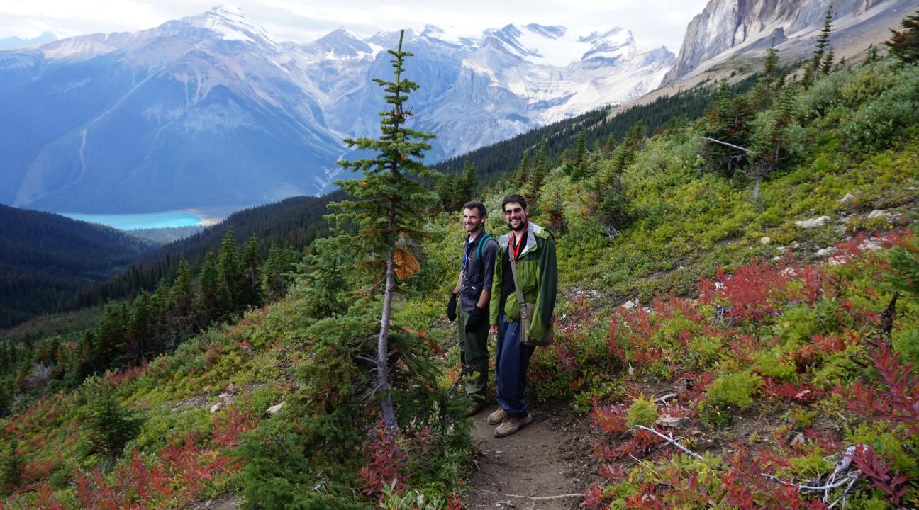 Hiking above Emerald Lake