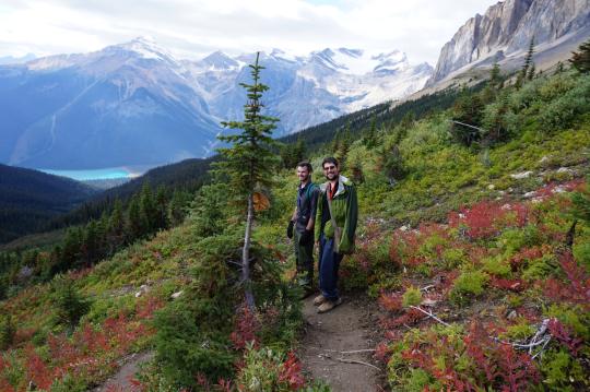 Hiking above Emerald Lake